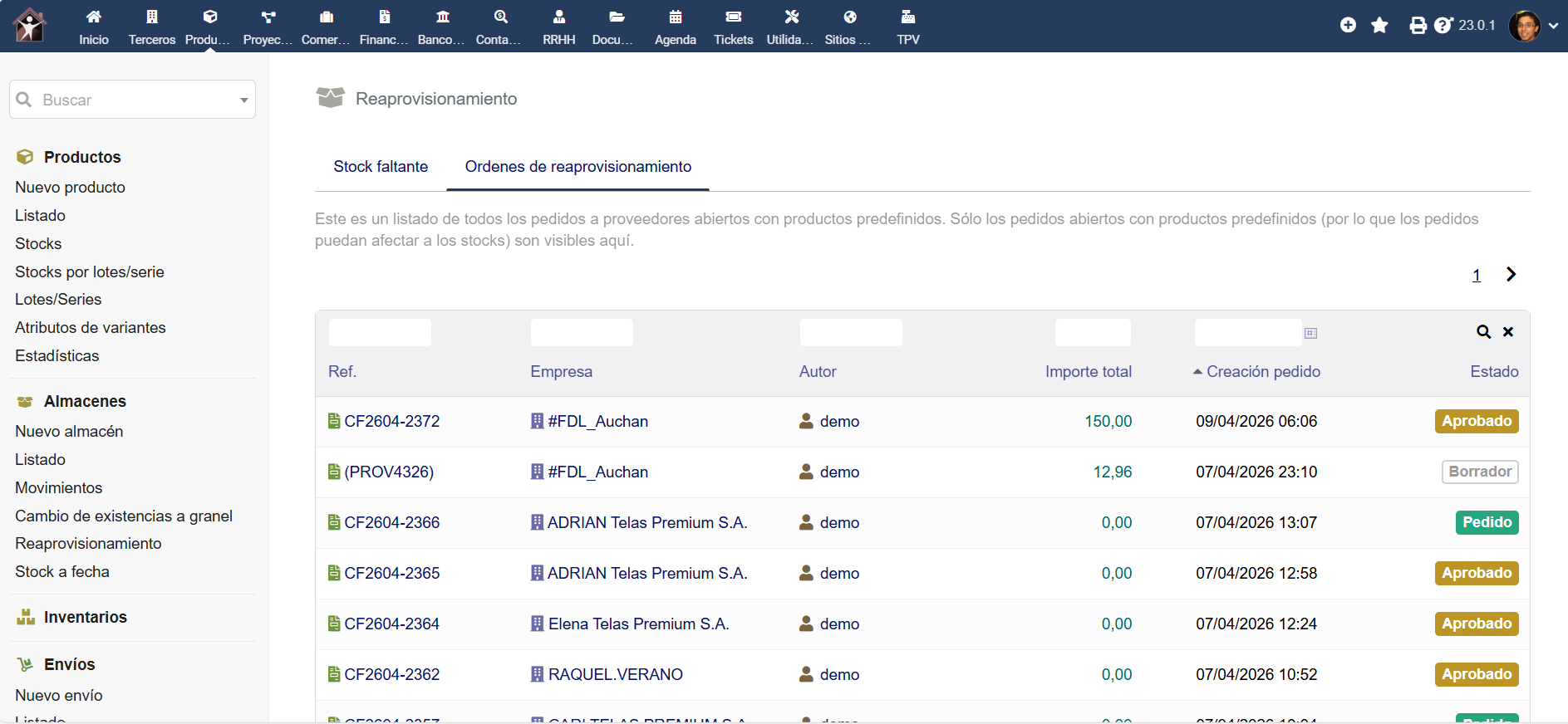 Grystech ERP/CRM — Módulo de Compras