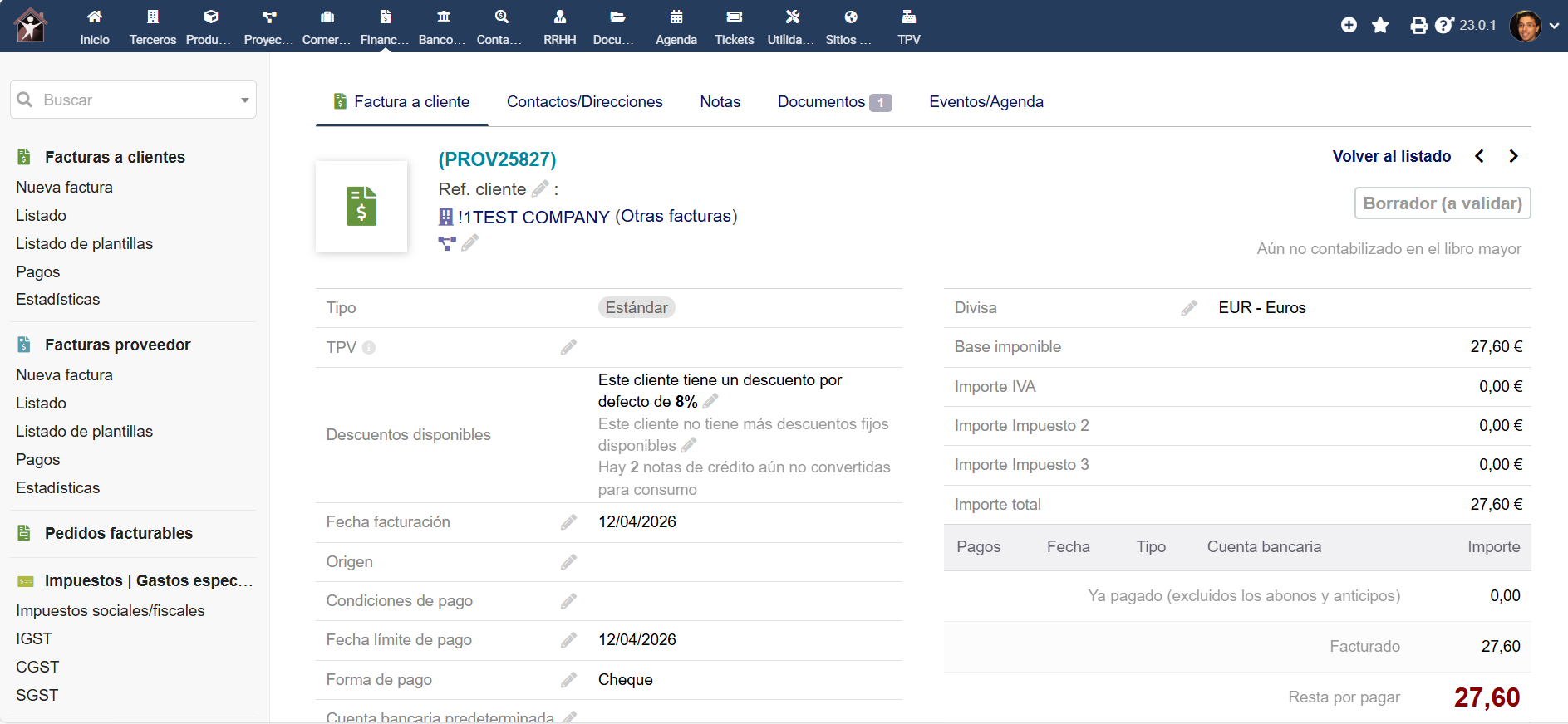 Grystech ERP/CRM — Facturación Electrónica